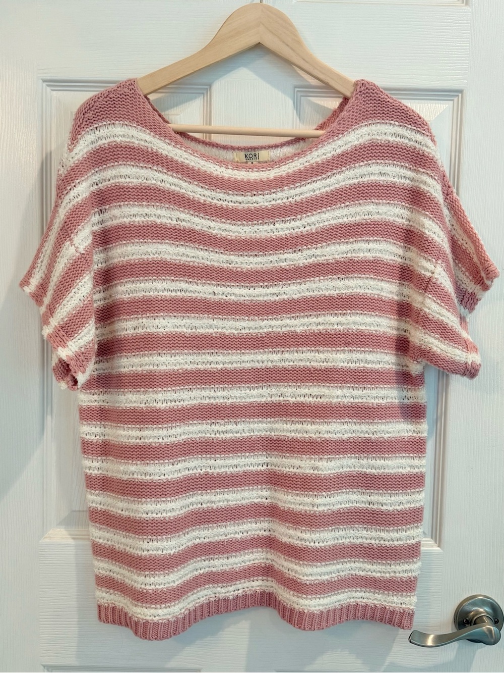 Kori Rose & Cream Striped Knit Tee